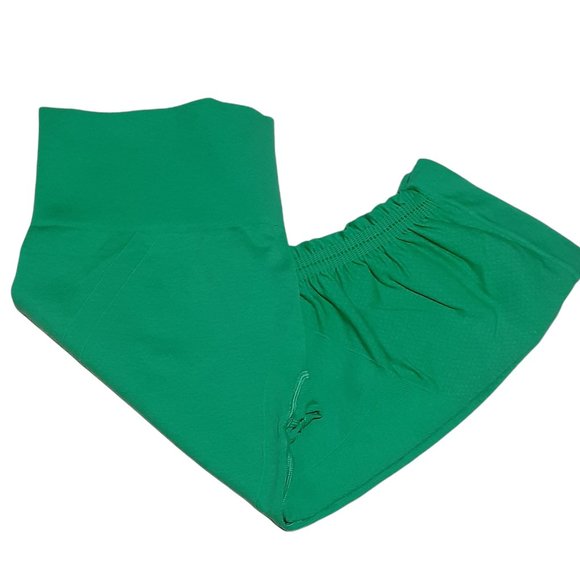 Lululemon Women’s In The Flow Crop Ribbed Ruched Leggings Green Size 10 Size:	10 - Picture 4 of 6